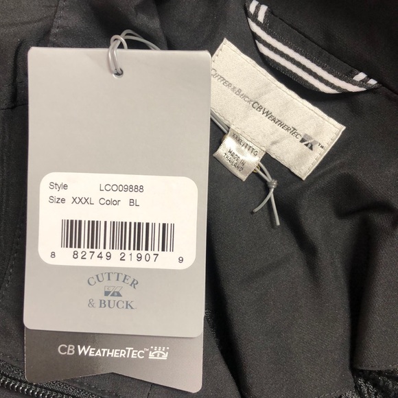 NWT Cutter & Buck Black CB WeatherTec Jacket XXXL - Picture 5 of 8